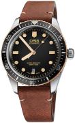 Oris Herreur 01 733 7707 4354-07 5 20 45 Diving Sort/Læder Ø40 mm