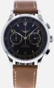 Longines Herreur L2.921.4.56.2 Record Sort/Læder Ø40 mm