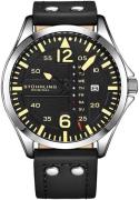 Stührling Original Herreur 3916.1 Aviator Sort/Læder Ø41 mm