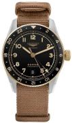 Longines Herreur L3.802.5.53.9 Spirit Zulu Time Sort/Tekstil Ø39 mm