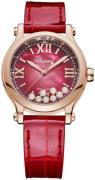 Chopard Dameur 275378-5005 Happy Sport Rød/Læder Ø33 mm