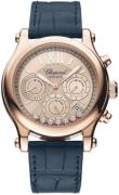 Chopard Dameur 274653-5001 Happy Sport Rosa guldfarvet/Læder Ø40 mm