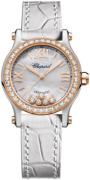 Chopard Dameur 278573-6020 Happy Sport Hvid/Læder Ø30 mm