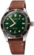 Oris Herreur 01 733 7707 4357-07 5 20 45 Diving Grøn/Læder Ø40 mm