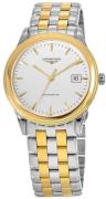 Longines Herreur L4.974.3.22.7 Flagship Hvid/Gul guldtonet stål