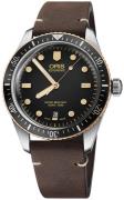 Oris Herreur 01 733 7707 4354-07 5 20 55 Diving Sort/Læder Ø40 mm