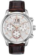 Bulova Herreur 96B309 Hvid/Læder Ø44 mm