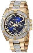 Bulova Herreur 98C128 Crystal Blå/Gul guldtonet stål Ø44 mm