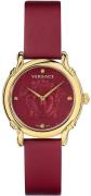 Versace Dameur VEPN00220 Safety Pin Rød/Læder Ø34 mm