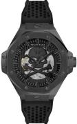 Philipp Plein Herreur PWPFA0924 Skeleton Royal Sort/Gummi Ø46 mm