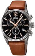 Lotus Herreur 18683/2 Chrono Sort/Læder Ø42 mm