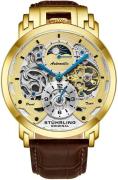 Stührling Original Herreur 906.03 Menai Skeletskåret/Læder Ø47 mm