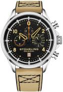 Stührling Original Herreur 929.01 Aviator Sort/Læder Ø45 mm