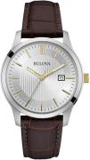 Bulova Herreur 98B266 Sølvfarvet/Læder Ø40 mm