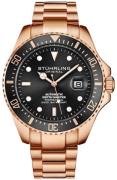 Stührling Original Herreur 3940.4 Aquadiver Sort/Rosaguldtonet stål