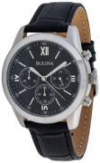 Bulova Herreur 96A173 Sort/Læder Ø40 mm