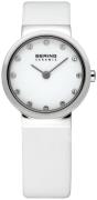 Bering Dameur 10725-854 Ceramic Hvid/Læder Ø25 mm