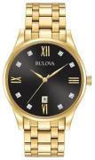 Bulova Herreur 97D108 Diamond Sort/Gul guldtonet stål Ø40 mm