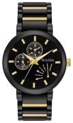 Bulova Herreur 98C124 Bracelet Sort/Gul guldtonet stål Ø45 mm