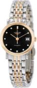 Longines Dameur L4.309.5.57.7 Elegant Sort/18 karat rosa guld Ø25.5