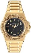 Versace Dameur VE3I00723 Greca Sort/Gul guldtonet stål Ø44 mm