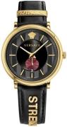 Versace Herreur VBQ050017 V Circle Sort/Gul guldtonet stål Ø42 mm