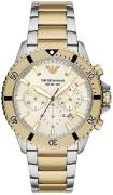 Emporio Armani Herreur AR11606 Diver Beige/Gul guldtonet stål Ø43 mm