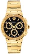 Versace Herreur VEZ900421 Greca Sort/Gul guldtonet stål Ø44 mm