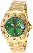 Invicta Herreur 28665 Pro Diver Grøn/Gul guldtonet stål Ø40 mm