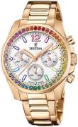 Festina Dameur F20609-2 Boyfriend Hvid/Gul guldtonet stål Ø38.1 mm
