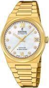 Festina Dameur F20033-1 Swiss Made Hvid/Gul guldtonet stål Ø35 mm