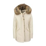 Milky Cream Arctic Raccoon Parka