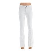 Lavtaljede hvide denim lynlås jeans