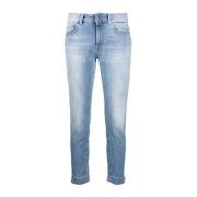 Stonewashed Slim Fit Cropped Jeans