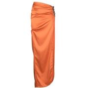 Livlig Orange Maxi Nederdel med Slids