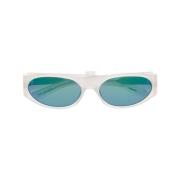 Hvide Runde Solbriller med Tonede Glas