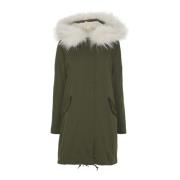 Notyz Parkaa med pels inde i Jakker 75014 Army Green W off White Fur