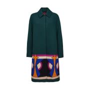 Farveblokeret Intarsia Boxy Coat