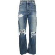 Blå Denim Jeans med Distinkte Sømme