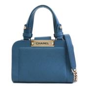 Brugt Marineblå Læder Chanel taske