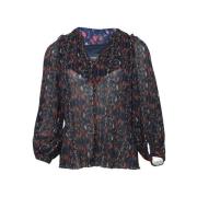 Blomsterprint Polyester Bluse