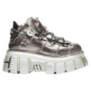 Metallic Læder Platform Sneakers