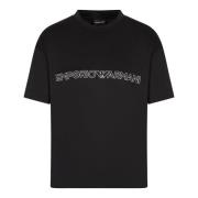 Sort Tencel Herre T-shirt med Logo Patch