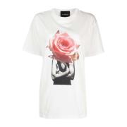 T-shirt med dekorativt rosemønster