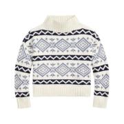 Norsk mønstret sweater i elfenben og blå