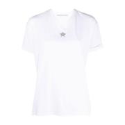Donna Cotton Hvid T-shirt med Stjerne Juvel Applikation
