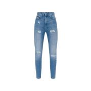 Vintage Effekt Blå Jeans