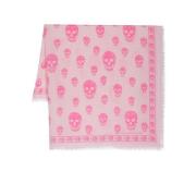 Pink Skull-print Uldtørklæde