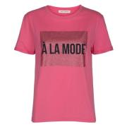Moderne Pink T-shirt med Glimmertryk