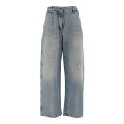 Løstsiddende højtaljede denim jeans
